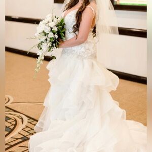 Elegant White and Silver Wedding Dress